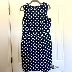 Boden Martha dress, navy polka dot
